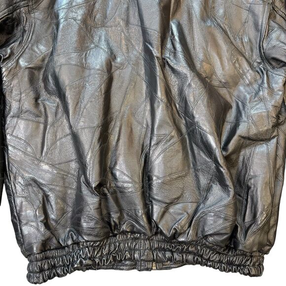 Vintage Tanned Leather Outfitters Black Leather Jacket Mens 3X Patchwork Lined - Picture 11 of 16